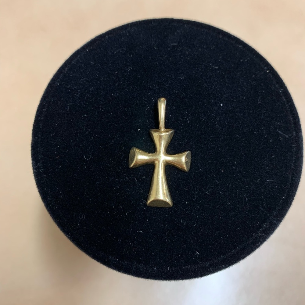 *14K SOLID GOLD PLAIN CROSS PENDANT NECKLACE